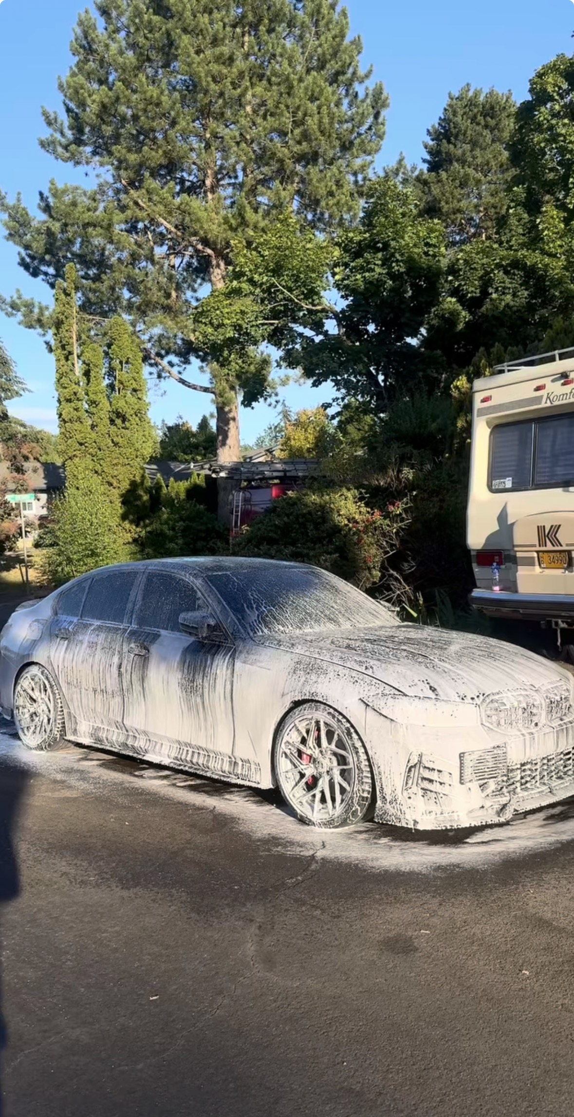 BMW during foam wash